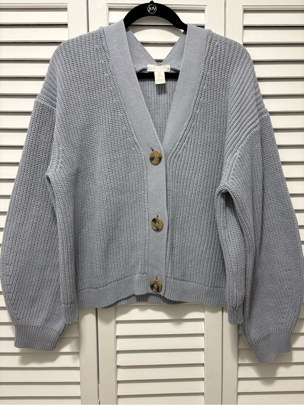 H&M Light Blue Chunky Knit Button Cardigan